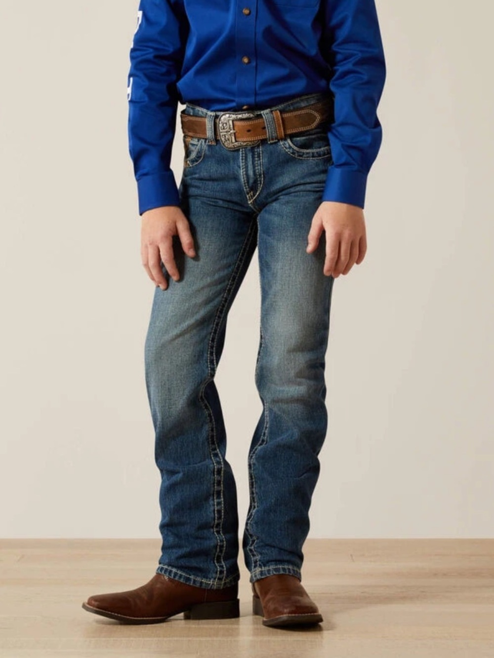 Ariat Boys B5 Slim Straight Jeans - Medium Blue Wash, size 7